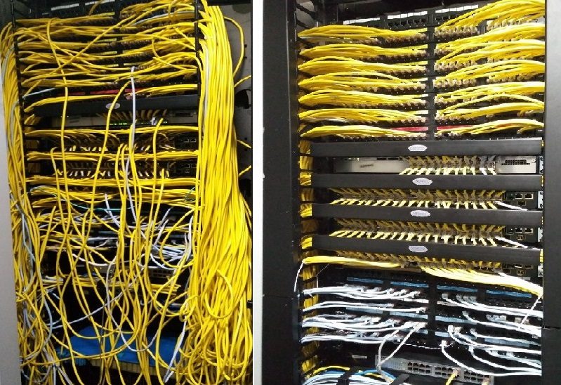 Server racks with structured cabling
