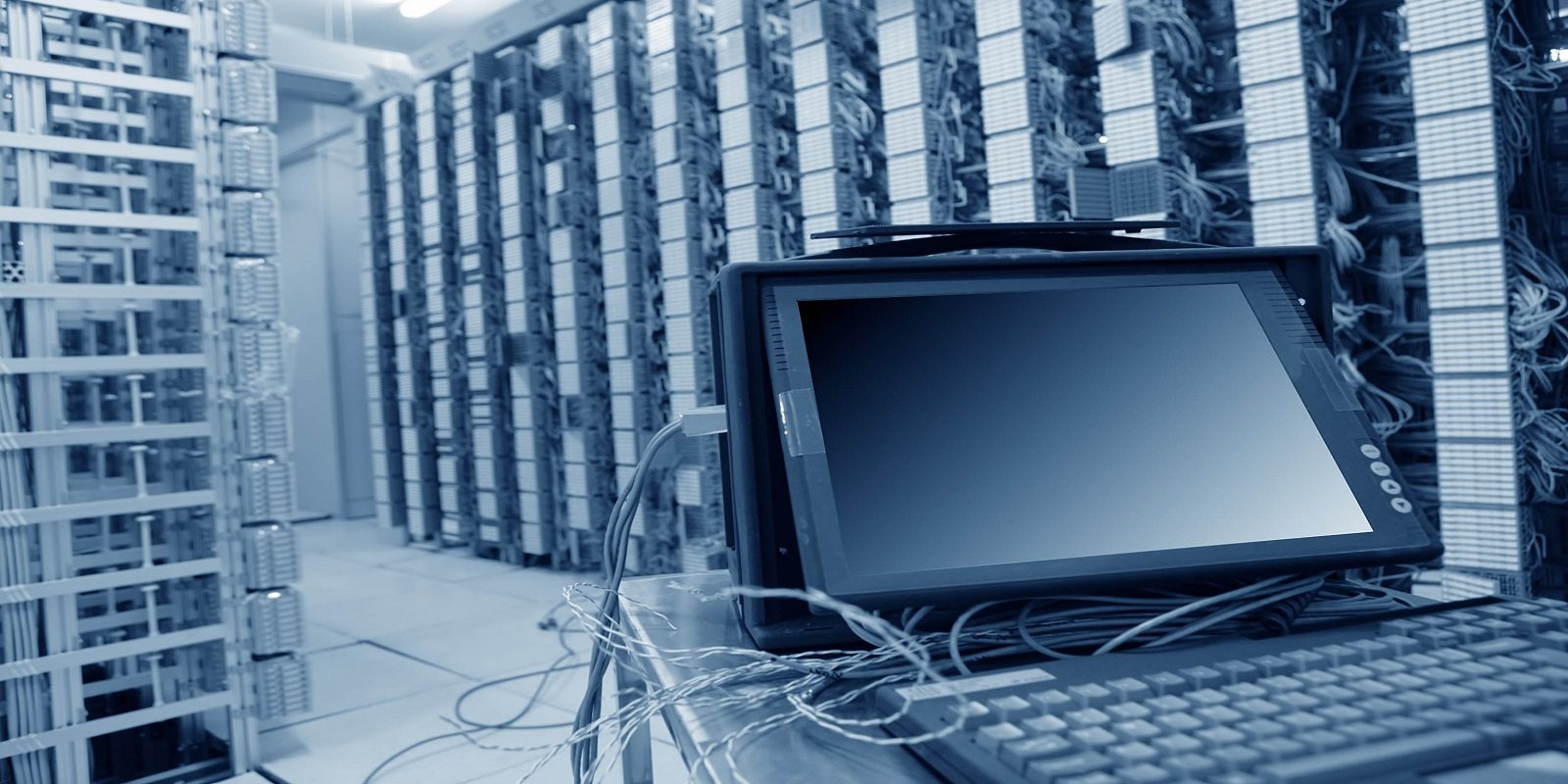Data center server room aisle